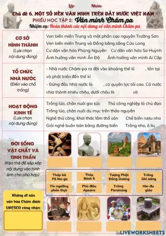 PHT chủ đề 6 - Phiếu 2: Văn minh Chăm-pa
