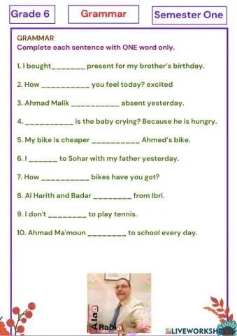 Grade 6 Grammar Exercises S 1