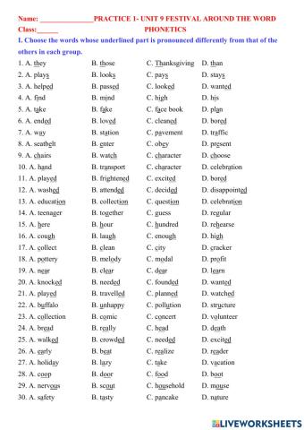 English 7- unit 9- practice 1