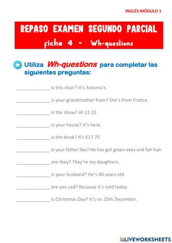 Ficha 4 wh-questions