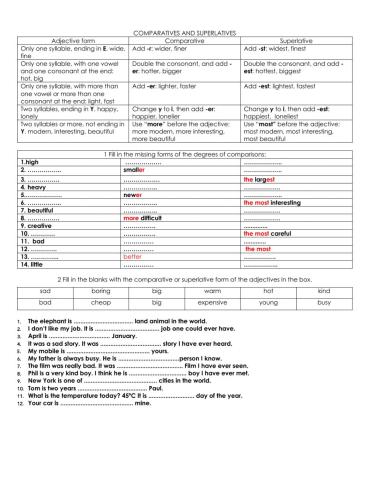comparatives and superlatives