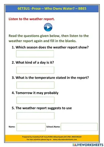 6ET3U1- Prose - Who Owns Water? - BBE 5