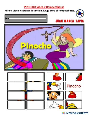 PINOCHO. Video, rompecabezas y secuencia lógica
