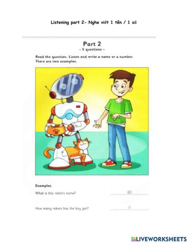 Starters- Listening part 2,3