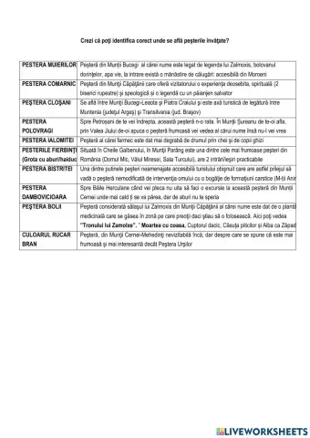 Localizarea pesterilor