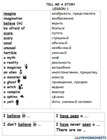 Tell me a story vocabulary UNIT 4 F6