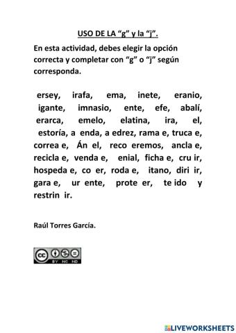 Palabras con -J- y con -G-