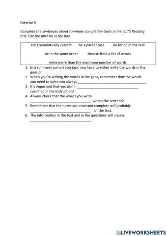 IE3, Unit 6, Reading, Exercise 5