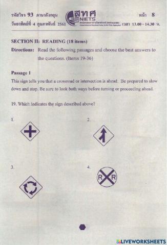 English ONET M.3 2560 Part 2 No.19-35