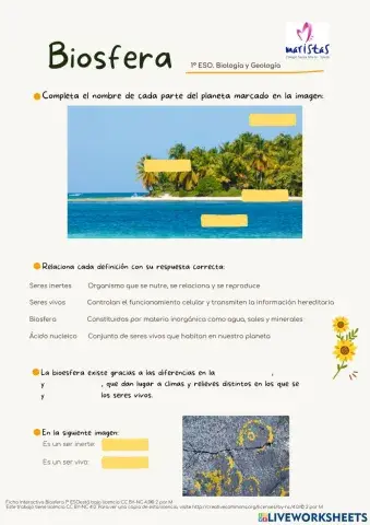Ficha interactiva Biosfera 1ºESO