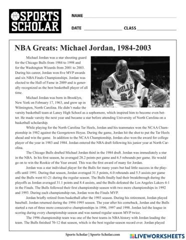 Michael Jordan worksheet