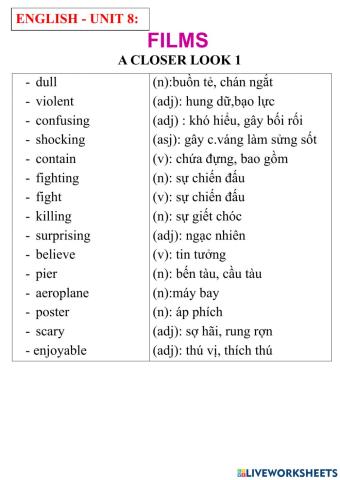English 7- unit 8- a closer look 1