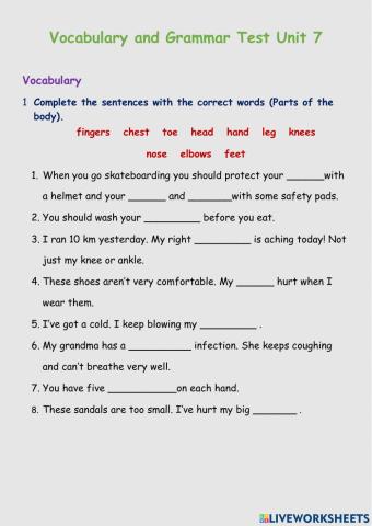 Test unit 7. Grade 6.