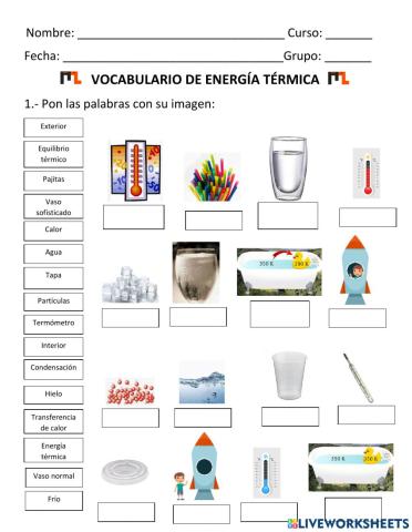 Vocabulario Energía térmica