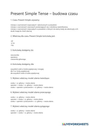 Czas teraźniejszy prosty - test