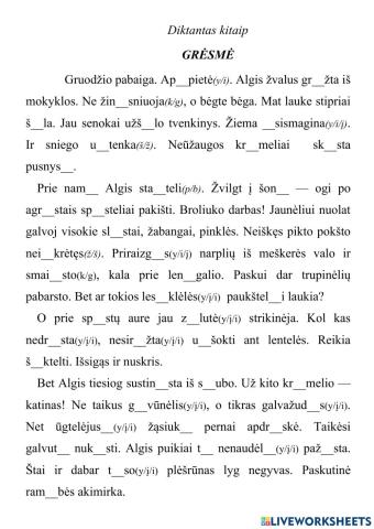 Diktantas kitaip. Grėsmė