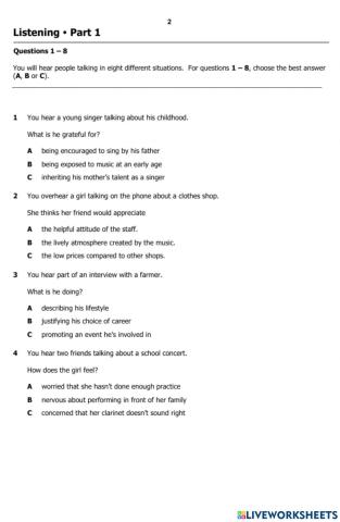 B1+ listening grado (11) segundo periodo