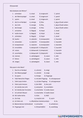 Wortschatz Deutsch- Ungarisch - Klimawandel