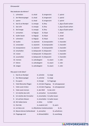 Wortschatz Deutsch- Ungarisch - Klimawandel
