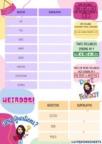 Superlative adjectives