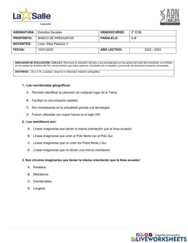 Banco de preguntas tercero