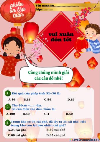 Ôn tập tết - toán 2