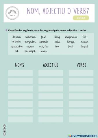Nom, adjectiu i verb - Sèrie 2