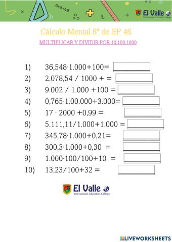 Cálculo Mental 6º de EP 46