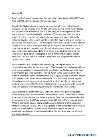 IE3, Unit 6, Reading, Exercise 10