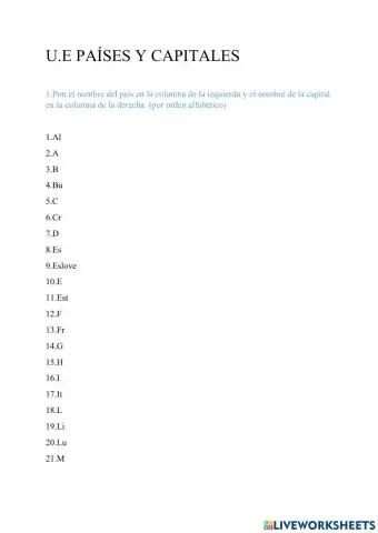 UNIÓN EUROPEA PAÍSES Y CAPITALES
