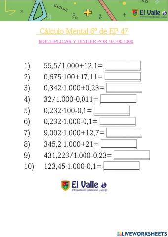 Cálculo Mental 6º de EP 47