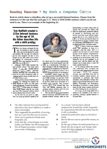 Reading Ex.: My Son's a Computer Genius