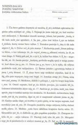 Nosinių rašyba šaknyje (1)