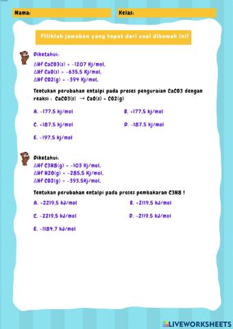 Perubahan Entalpi Berdasarkan Entalpi Pembentukan