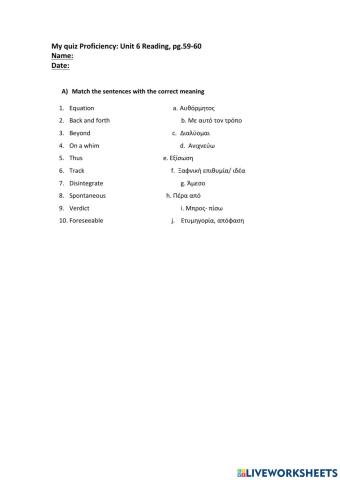 Quiz Proficiency reading 6