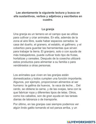 Sustantivos, verbos, adjetivos