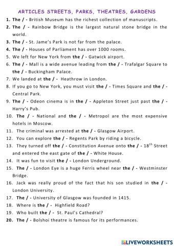 Articles with Streets, Parks