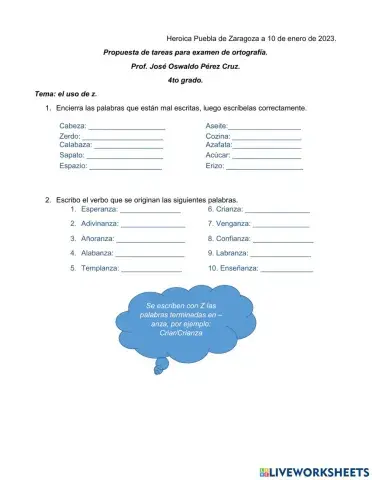 Ejercicios ortografía