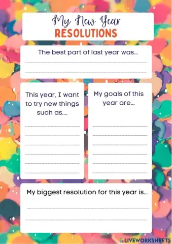New Years Resolution Worksheet