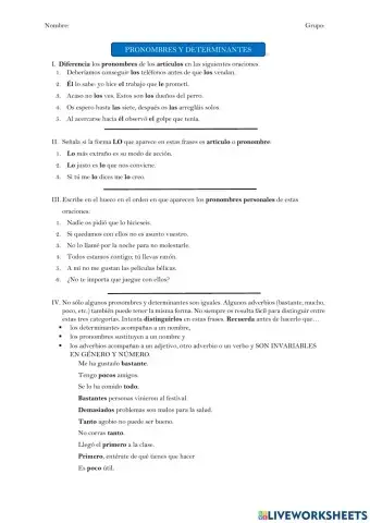 PRONOMBRES Y DETERMINANTES