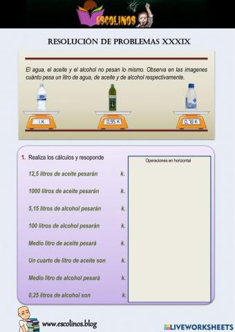 Matemáticas 5º. Resolución de problemas XXXIX