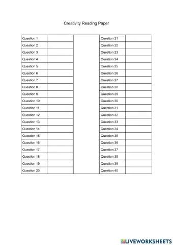 ESOL Reading exam creativity