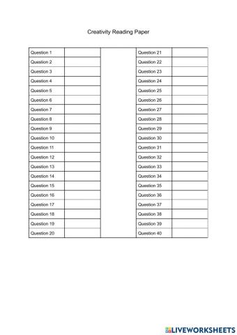 ESOL Reading exam creativity
