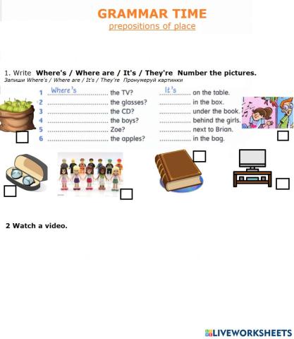 Grammar Time Prepositions of Place