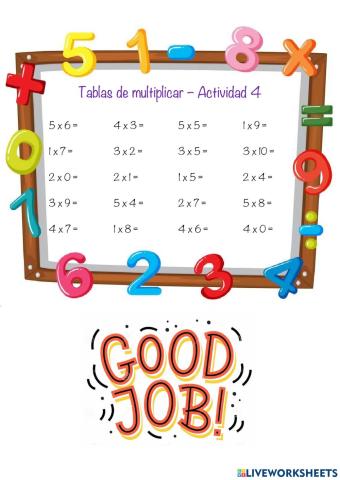 Tablas de multiplicar 04