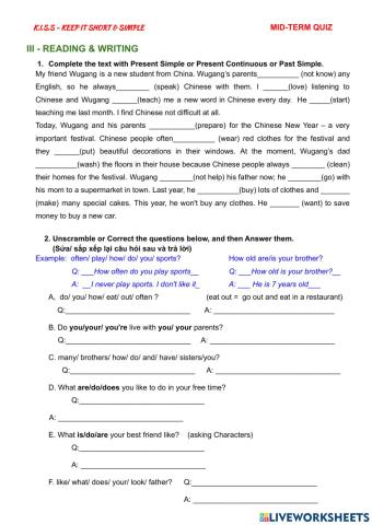 Mid term QUIZ - Reading