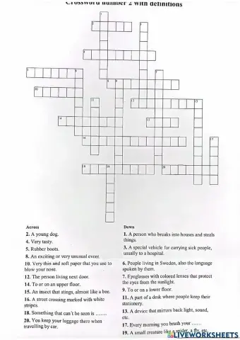 Crossword 2. Form 5.