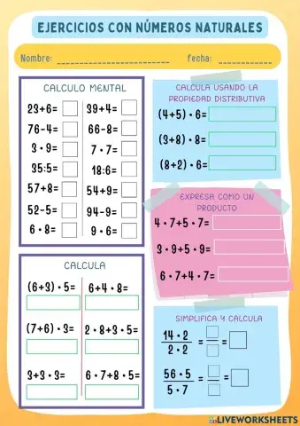 Ejercicios con números naturales