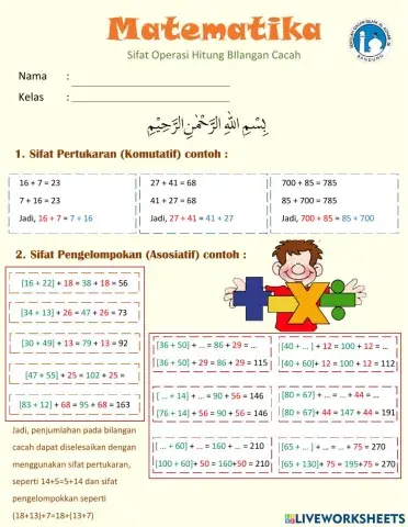 Sifat Operasi Hitung Bilangan Cacah