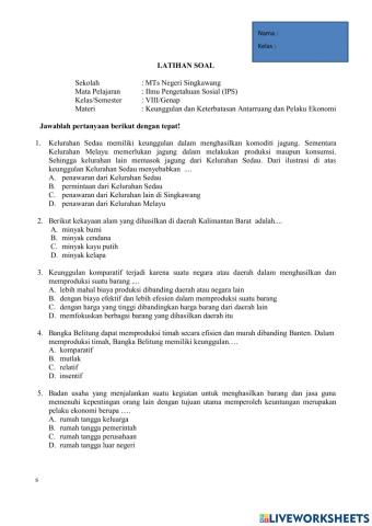 Keunggulan dan Keterbatasan Ruang dan Pelaku Ekonomi